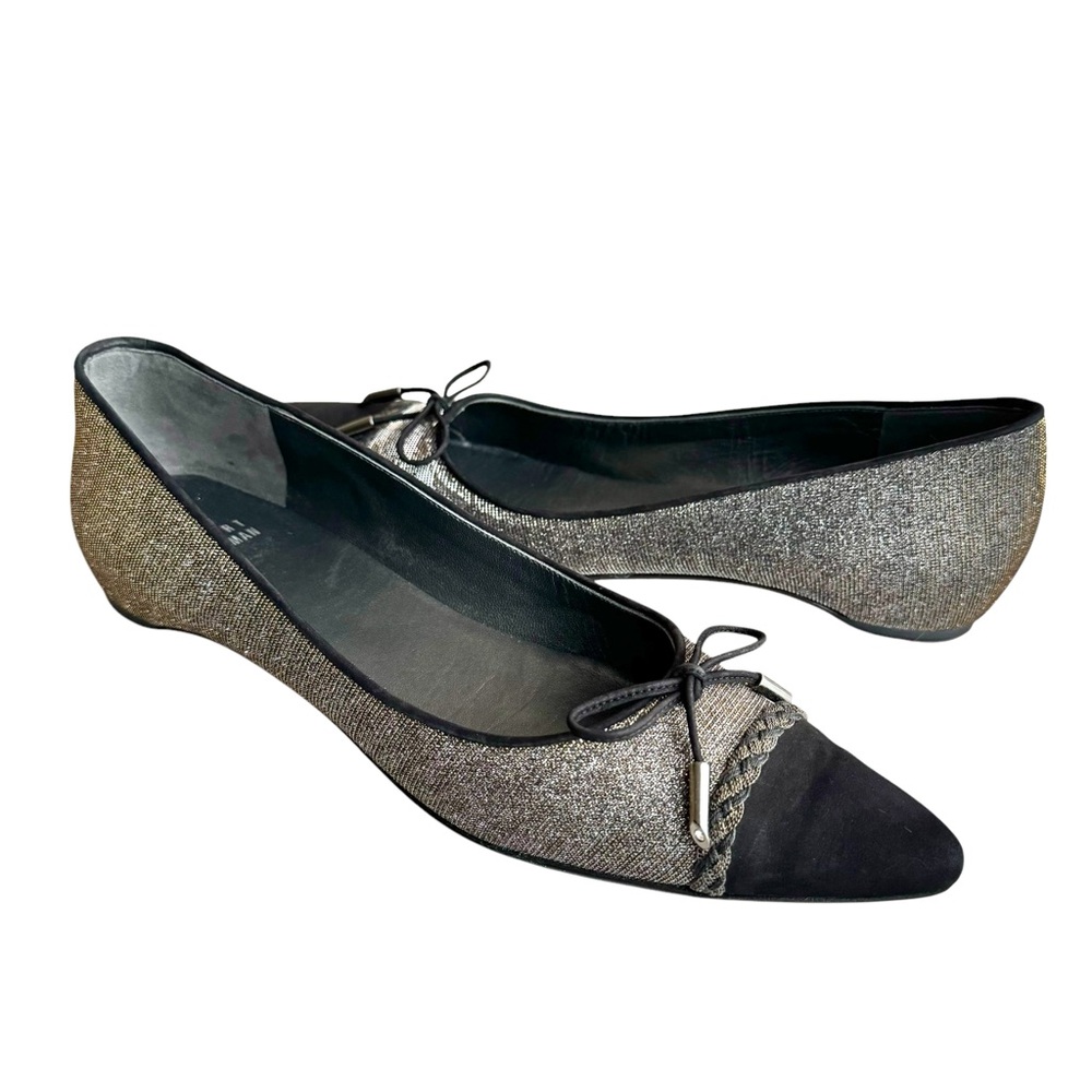 Stuart Weitzman Pointed Toe Flats Silver Gold - Picture 5 of 17